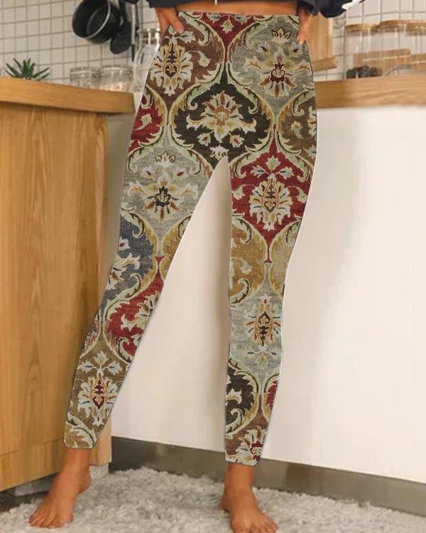 Hawaiian Style Digital Printing 3D Leggings For Men And Women view 4