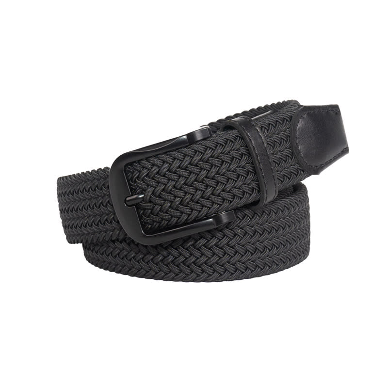 Men's Braided Pure Black Elastic Belt Without Holes view 7