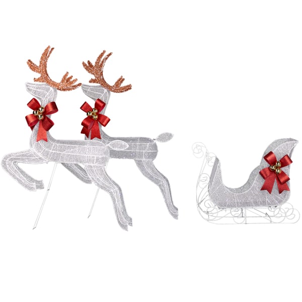 211X27.5X100cm Deer Sled, White Light, Powder Mesh, Christmas Lights, Reindeer view 4