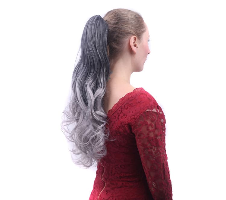 Colorful Gradient Color Clip Ponytail Wig view 9