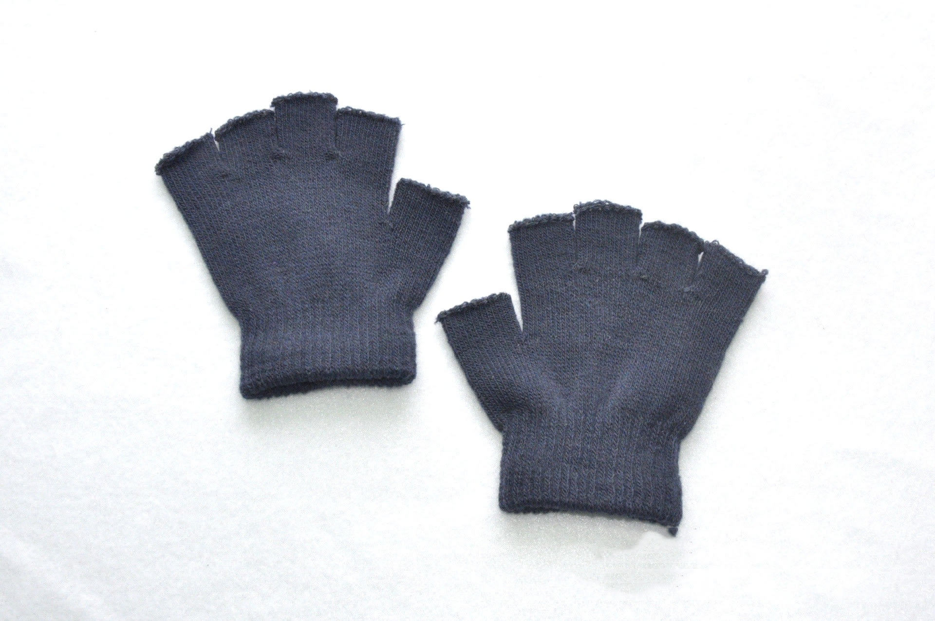Children's Solid Color Needle Warm Half-finger Gloves