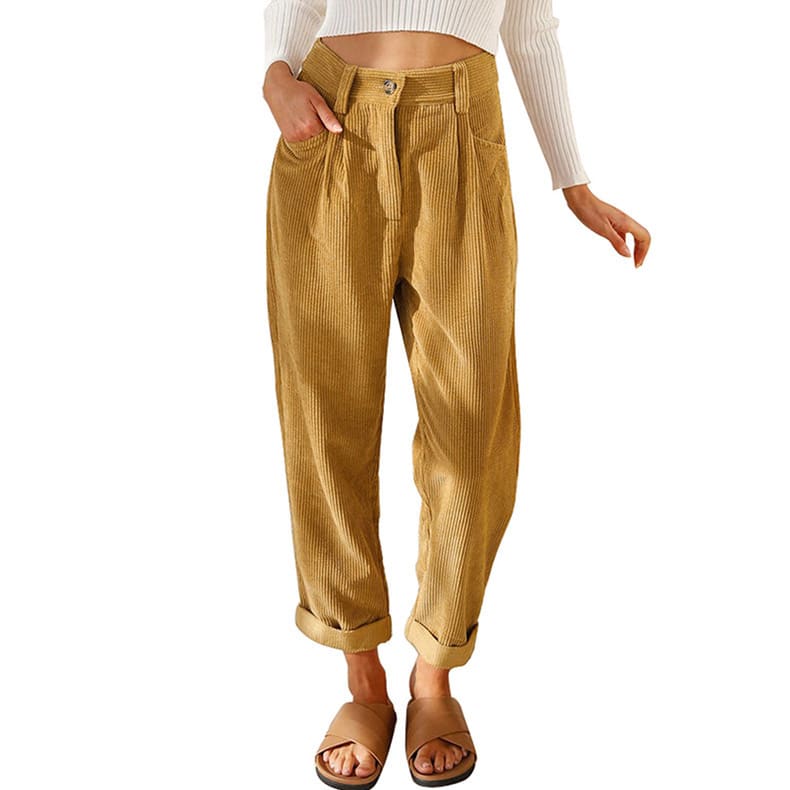 Baggy Corduroy Straight Pants Oversized Spodnie Elegant Trousers New Broek Women Causal Spring Fall High Wasit Pantalones view 9