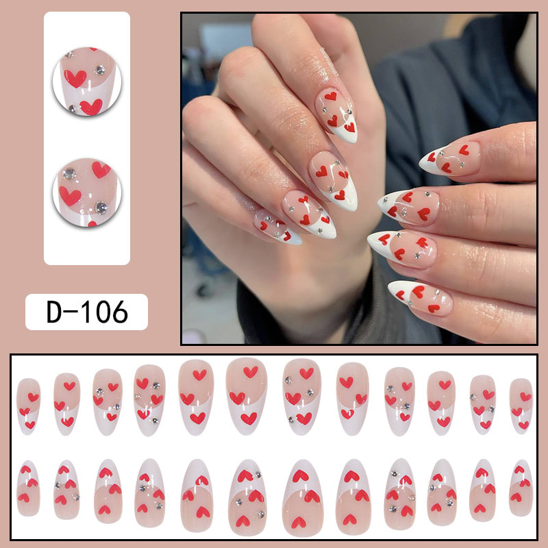 French Water Drop Manicure Rhinestones Wear Nails view 2