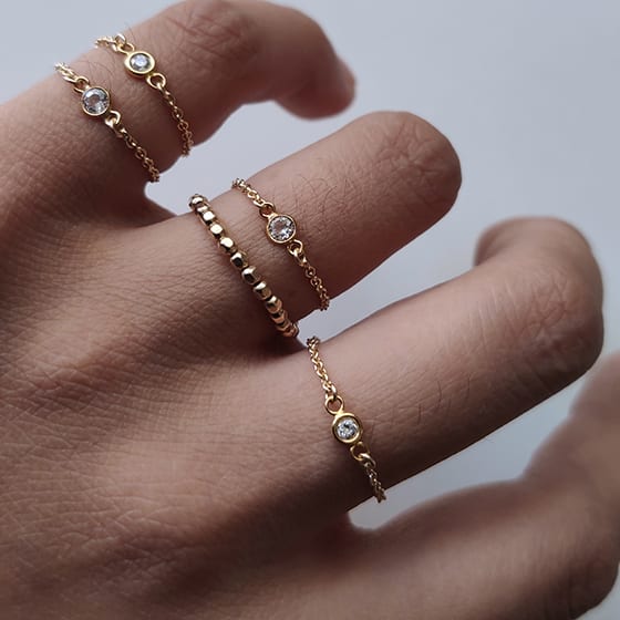 Tide-Plated 18k Rose Gold Titanium Steel Index Finger Ring Thin Chain