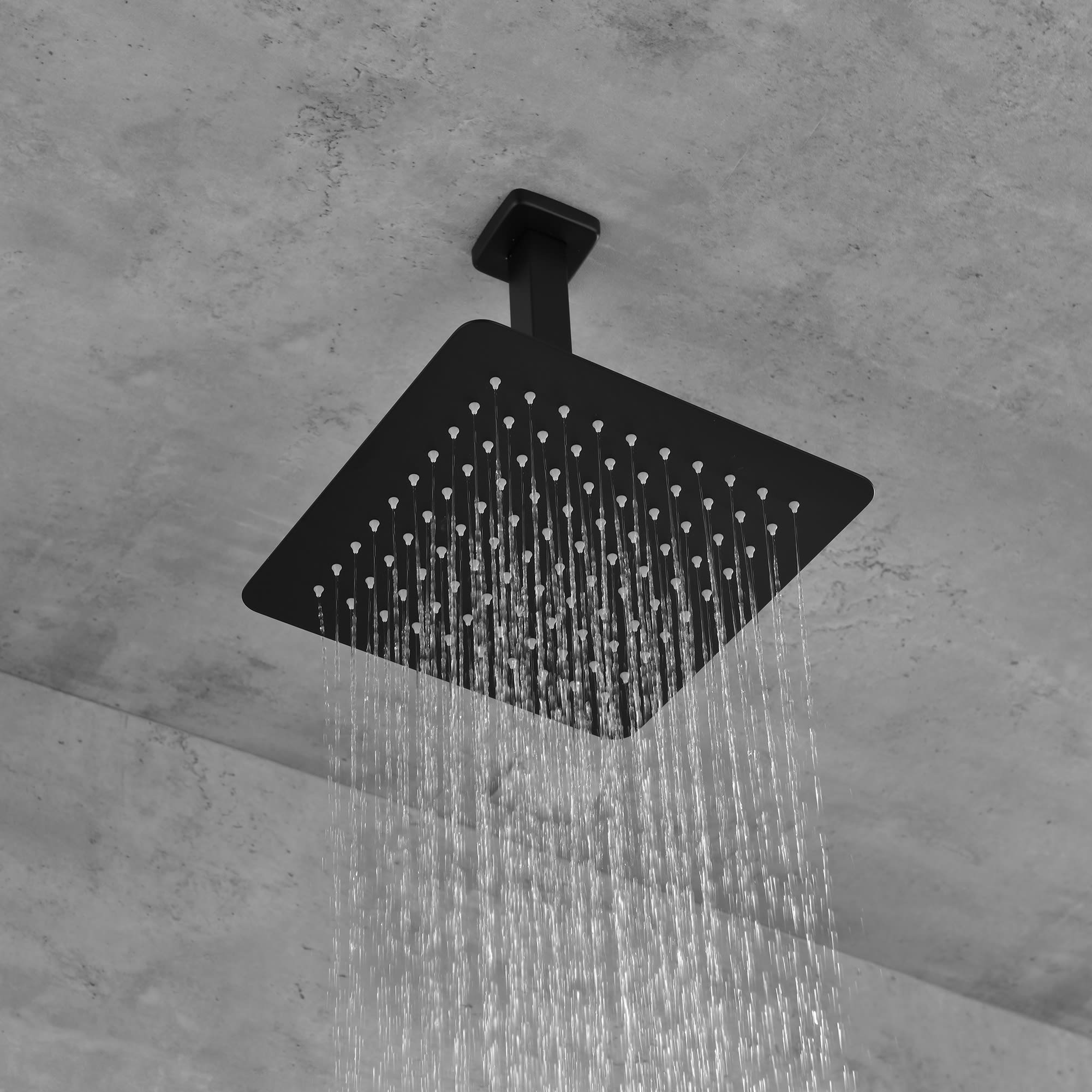 Matte Black Shower Set System Bathroom Luxury Rain Shower Combination Set Ceiling Mounted Showerhead Showerhead Faucet view 4