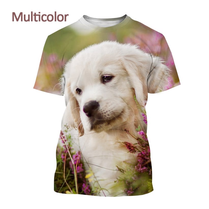 Men's And Women's Casual Golden Retriever 3D Printing T-shirt Fashion Short Sleeve view 3