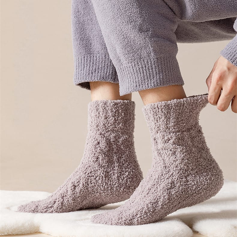 Winter Warm Fuzzy Coral Fleece Socks Women Men Velvet Thickened Home Sleepping Floor Socks view 4