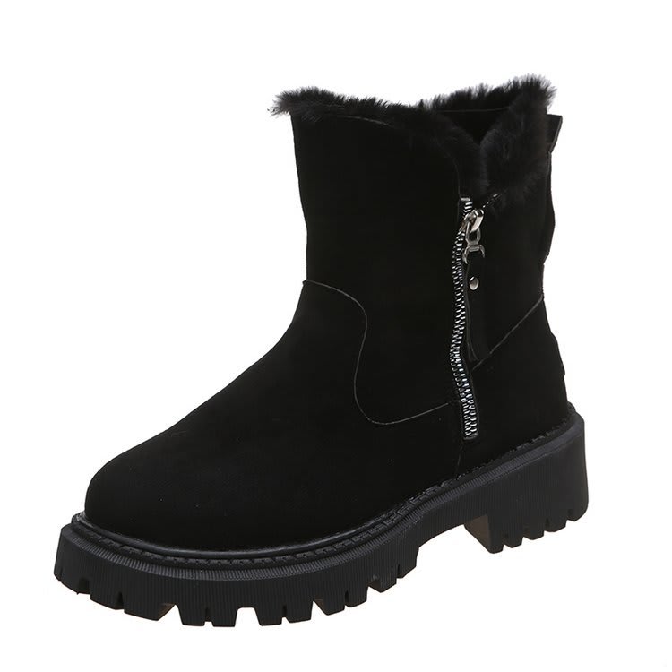 Women's Snow Boots Winter Warm Foldable Plush Tube Short Boot Solid Color Round-toe Platform Shoes view 12