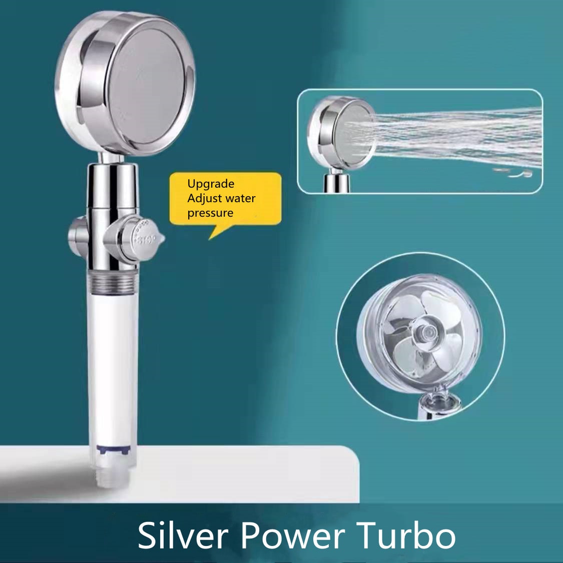 Shower Head Water Saving Flow 360 Degrees Rotating With Small Fan ABS Rain High Pressure Spray Nozzle Bathroom Accessories view 38