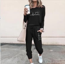 Women's Long Sleeve Suit Fashion Pullover Top And Pockets Drawstring Long Pants Solid Color Casual Sports Trouser Suit Clothing view 5