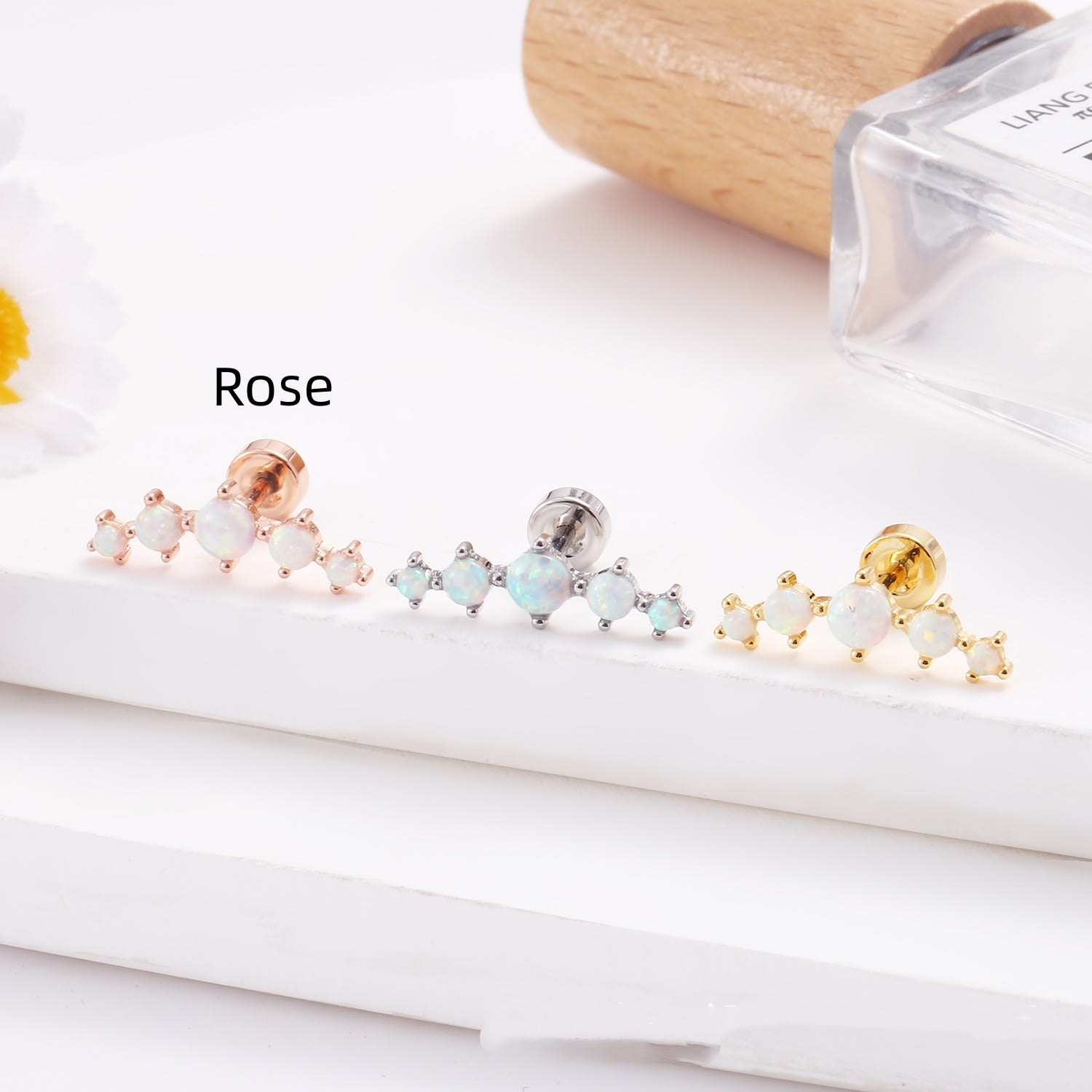 Stainless Steel Lip Studs With Heart-shaped Zircon Earrings view 5