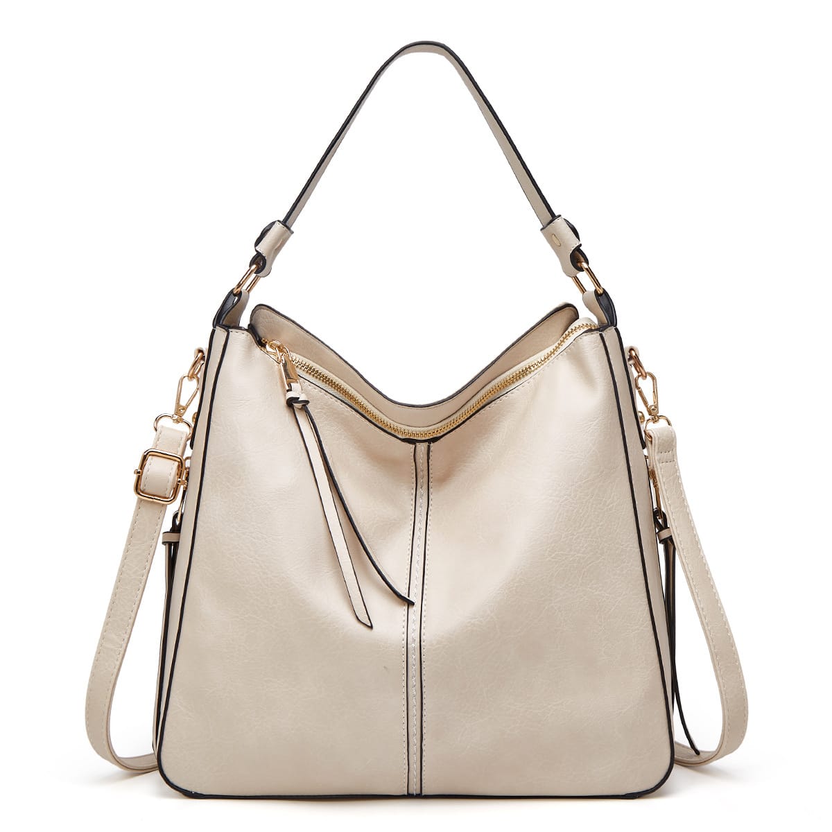 Hobos Zipper Bucket Bags With Adjustable Shoulder-strap Handbags Temperament High Capacity Messenger Shoulder Bag For Women view 12
