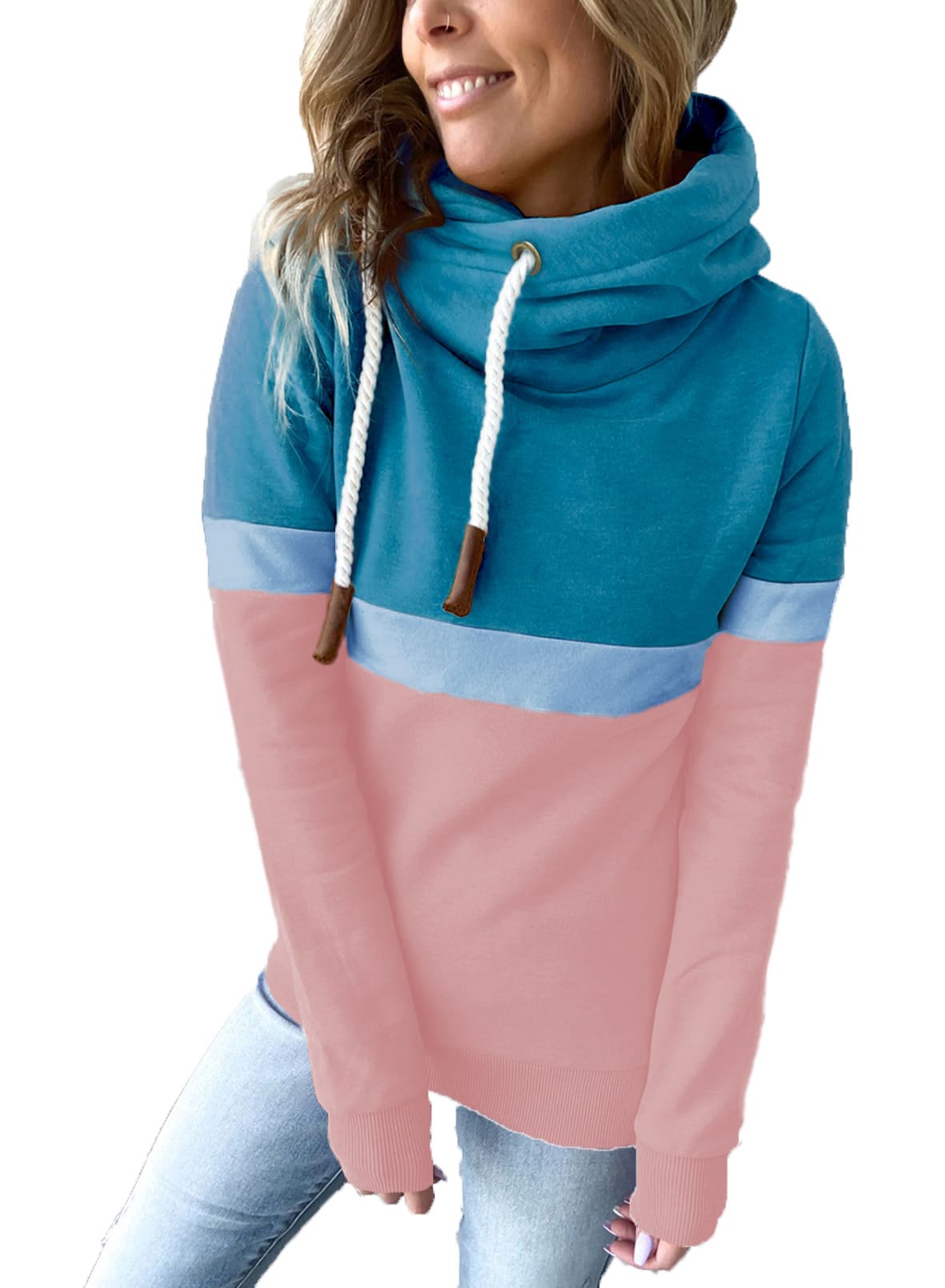 Women's Casual Turtleneck Hooded Sweatshirt view 3
