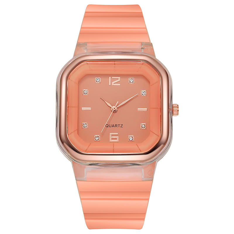 Student Style Children's Silicone Diamond Trend Fashion Square Women's Watch view 7