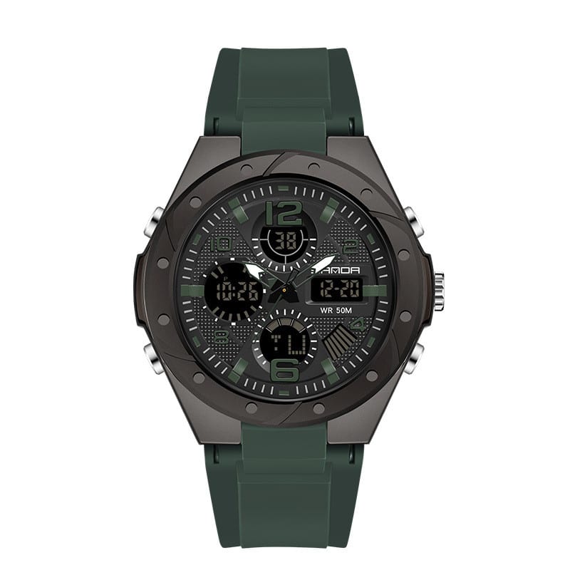 Men's Dual Display Waterproof Luminous Couple Sports Electronic Watch view 12