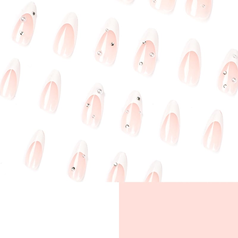 French Water Drop Manicure Rhinestones Wear Nails view 3