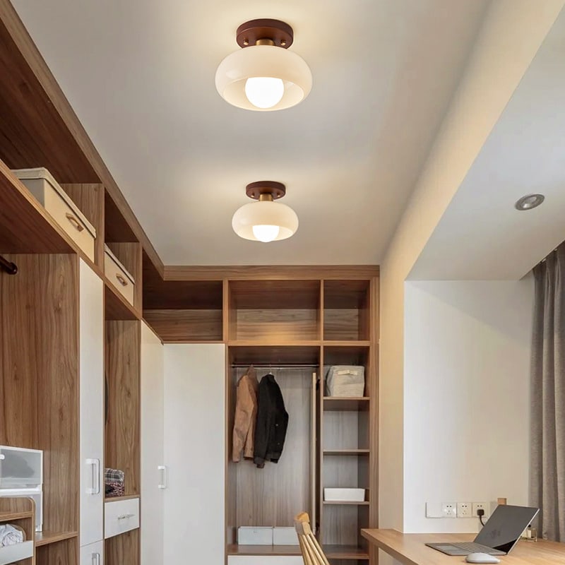 Cream Style Walnut Ceiling Lamp Minimalist Creative Lamps view 9