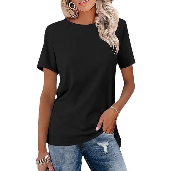 European And American Style Women Round Neck Loose Fashion Casual Short Sleeve view 1