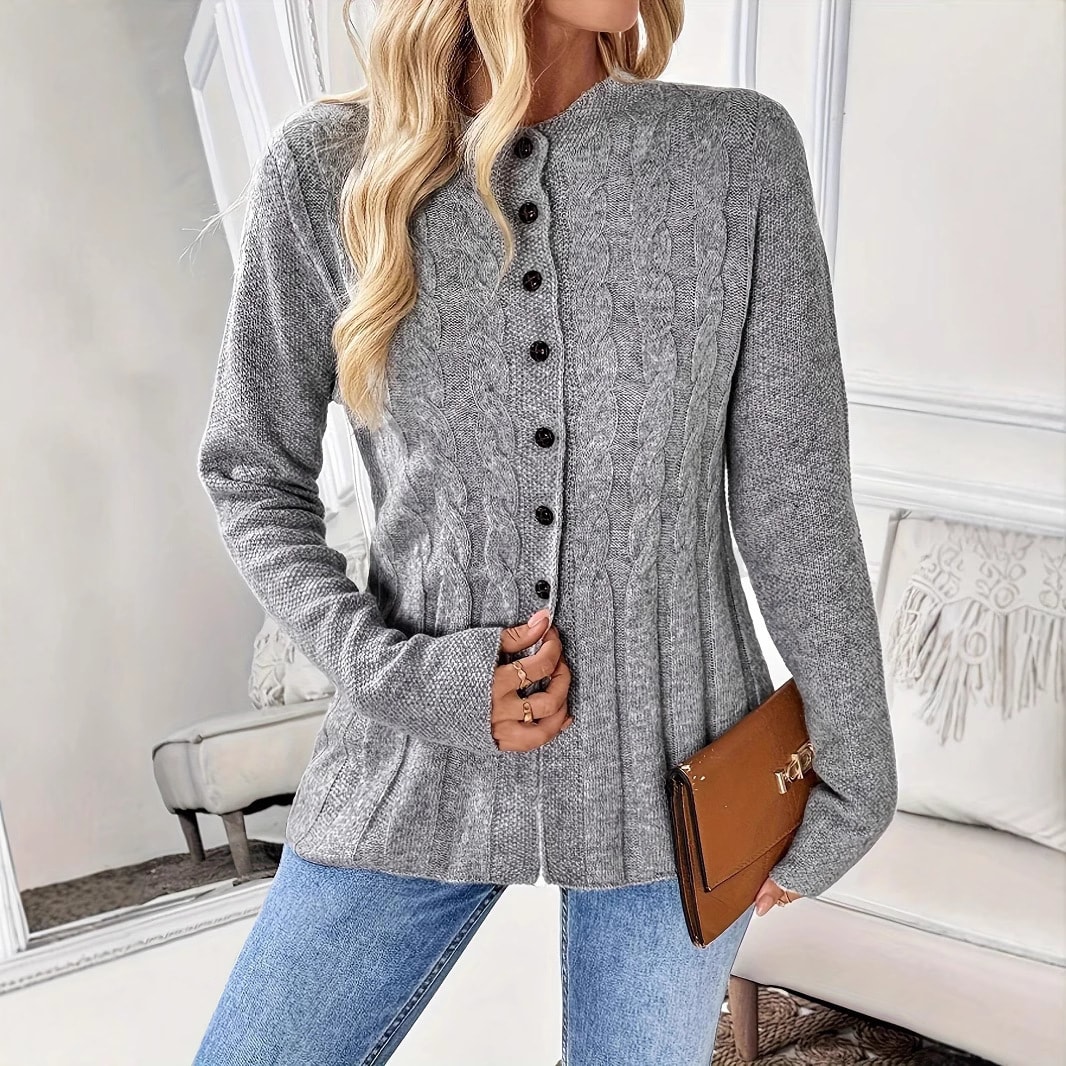 Women's Single-breasted Casual Long-sleeved Knitted Cardigan view 5