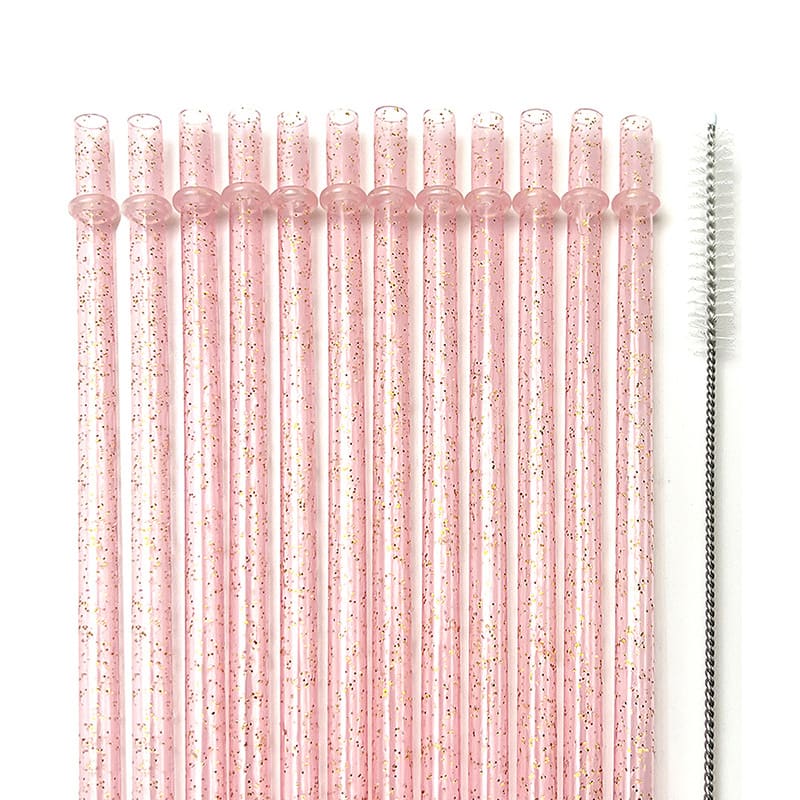 Reusable Double Thick Hard Straw Gold Powder Color Band view 9