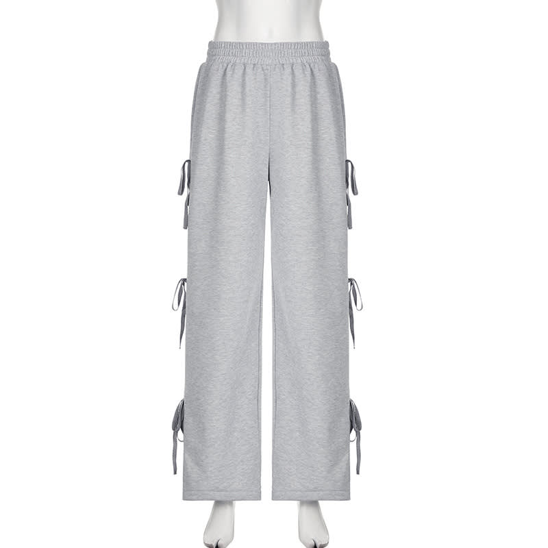 Side Bow Bandage Loose Sports Casual Pants view 18