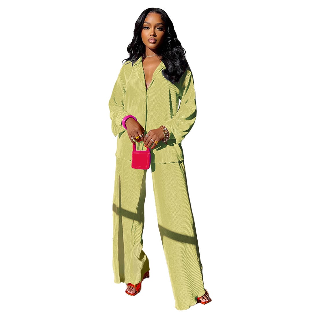 Women's Fashionable And Comfortable Pleated Wide-leg Pants Suit view 9