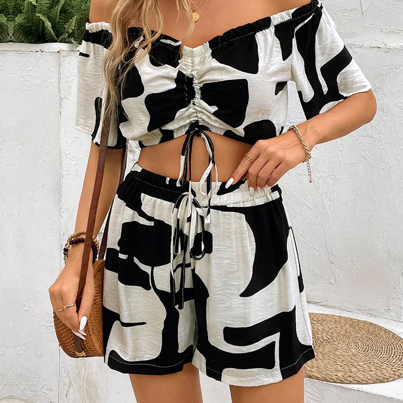 European And American Summer Women's Casual Shorts Suit Two-piece Set view 5