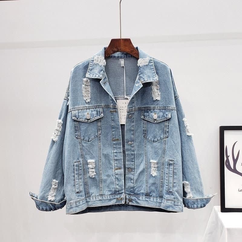 Loose Korean Style Jacket Heavy Industry Ripped Denim view 4