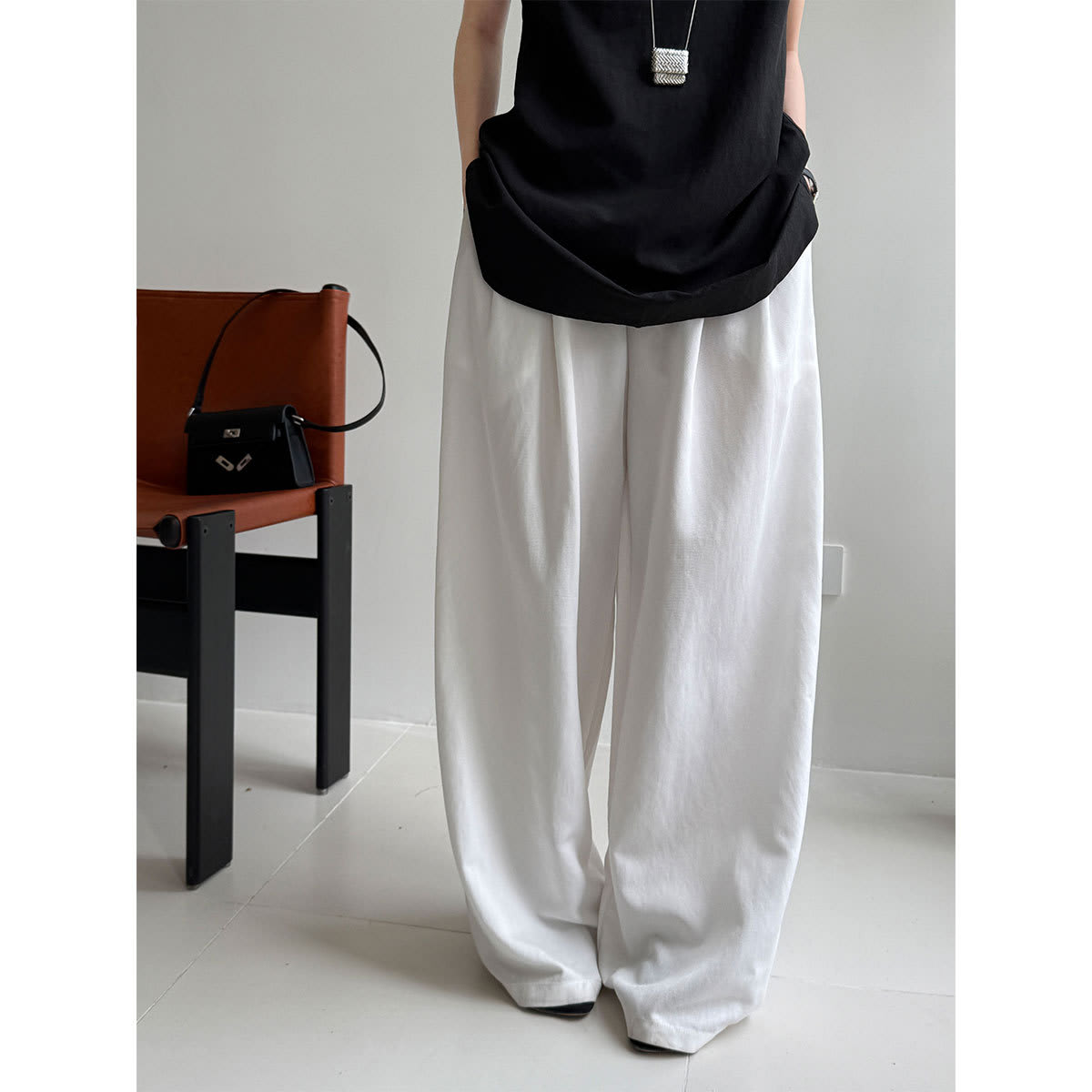 Simple Comfortable Yamamoto High Waist Wide Leg Trousers view 4