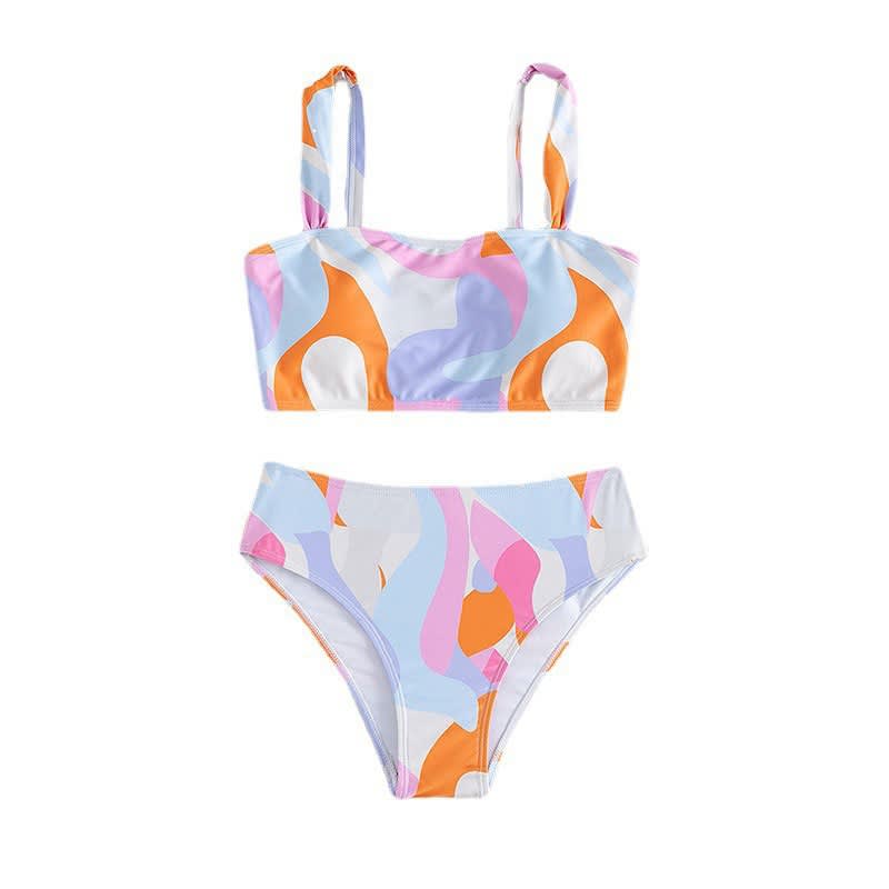 Swimsuit Tie-dye Tube Top High Waist Triangle Bikini For Women view 3