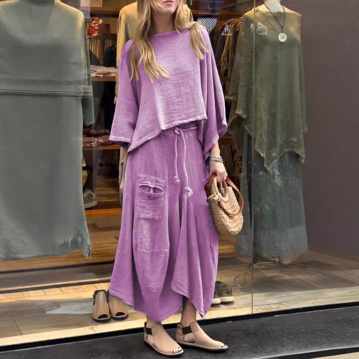 Loose-fitting Skirt Suit Fashion Solid Color Pullover Long-sleeved Top And Long Skirt Two-piece Set view 8