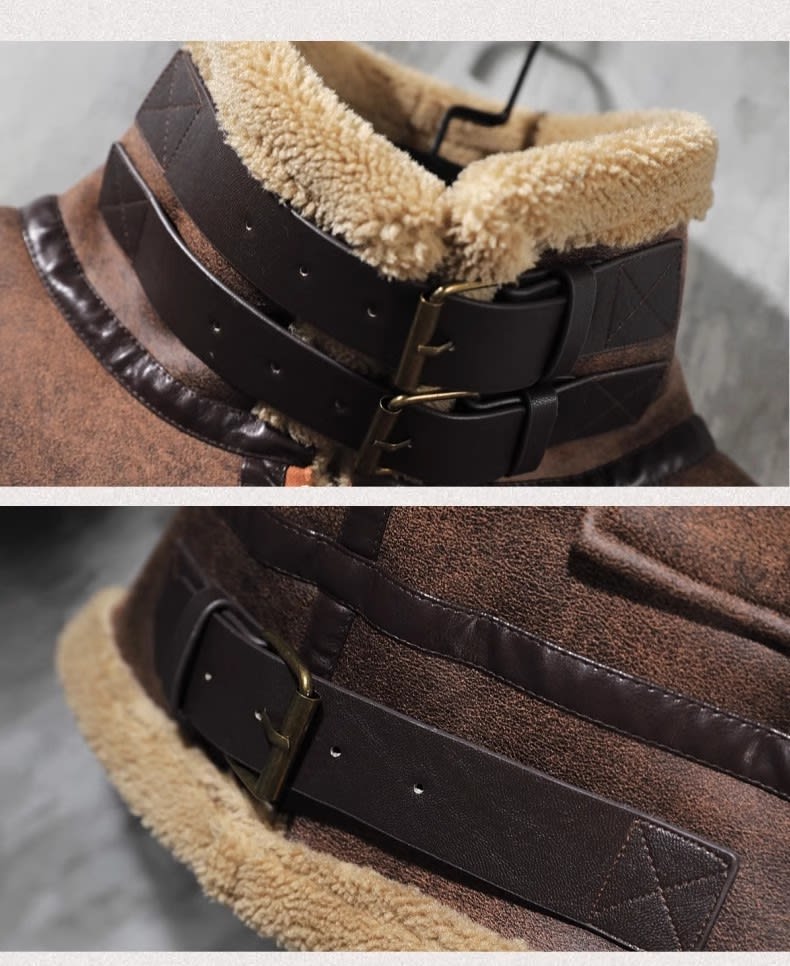 Men's Fashion Single-layer Fleece-lined Padded Jacket Lamb Wool Coat view 7