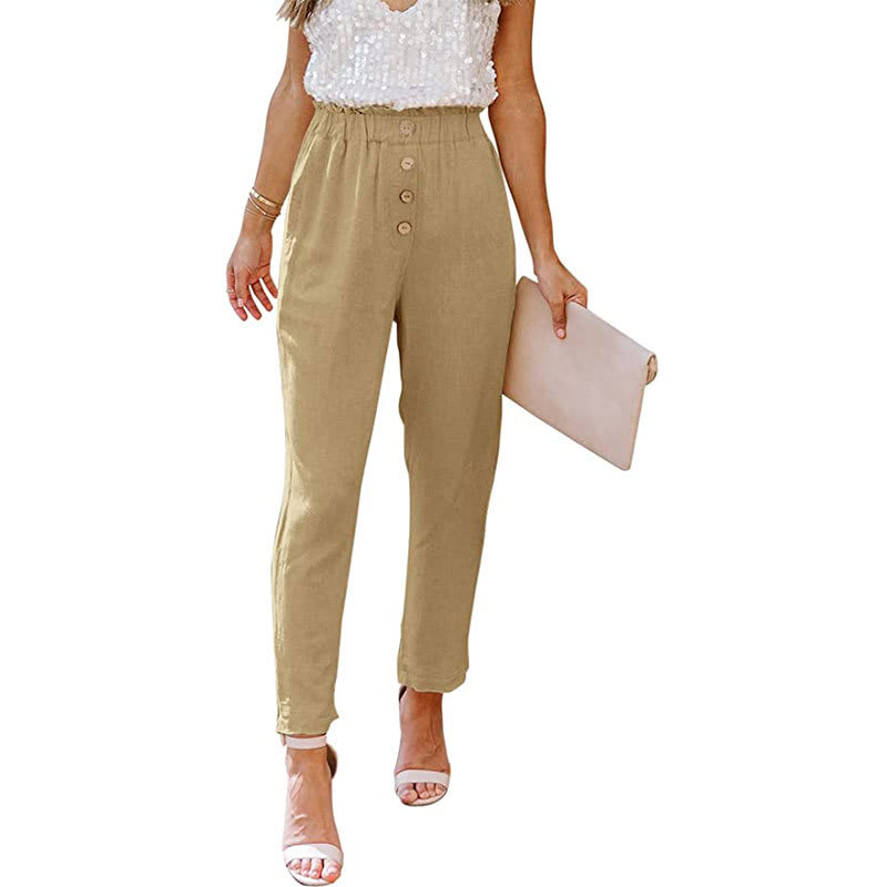 Women's Casual Loose And Comfortable Pant Belt Pocket Elastic Pants view 10