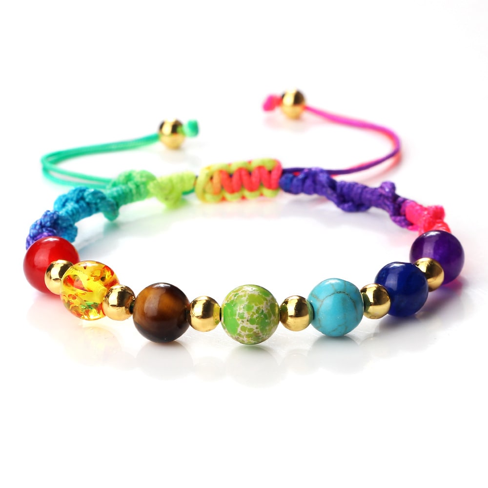 Colorful Stone Beads Bracelet Yoga Woven Hand Strap view 16