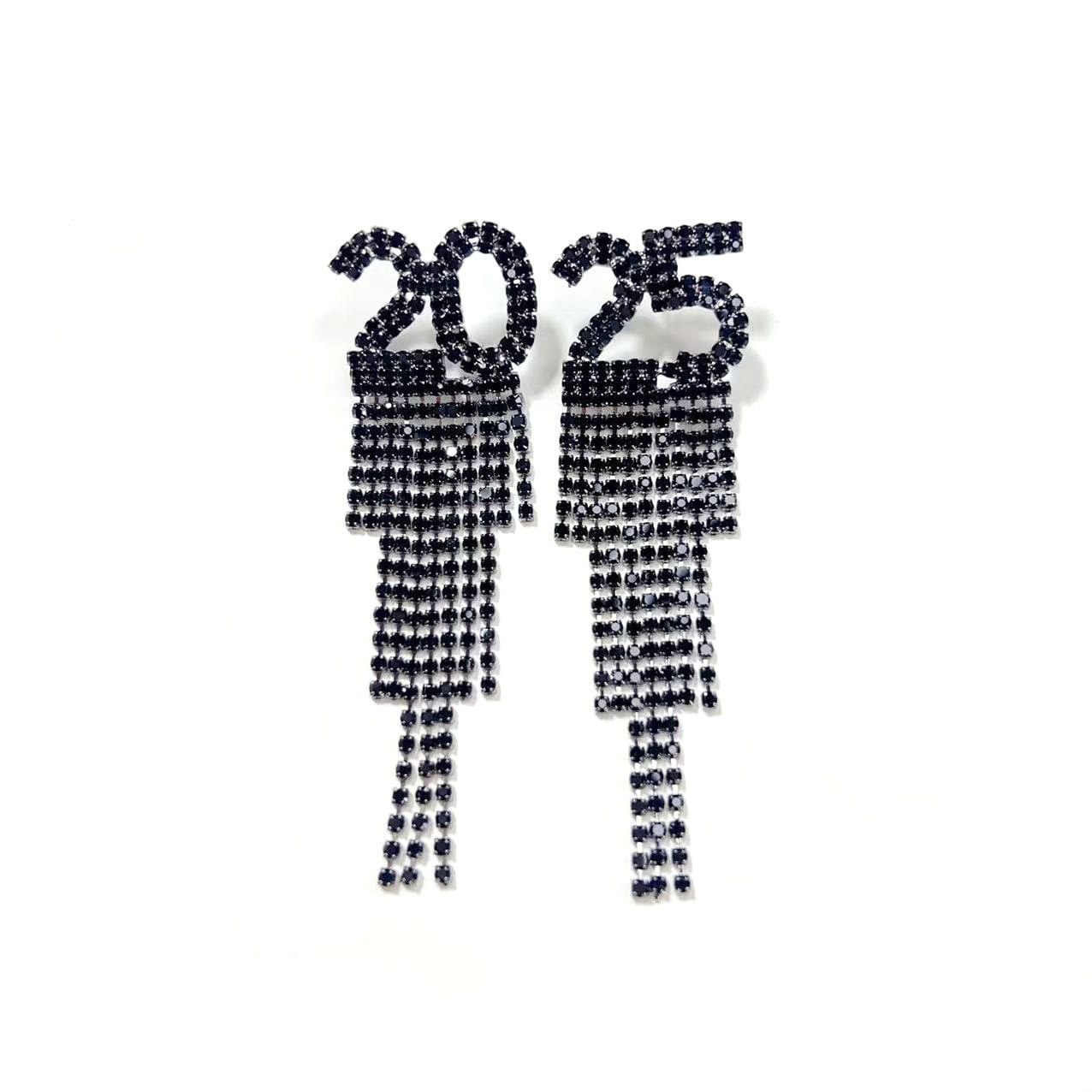 Digital Rhinestone Letter Earrings For New Year Pendant Earrings Women's Festival Copper Inlaid Rhinestone Fashion Earrings Party Gift