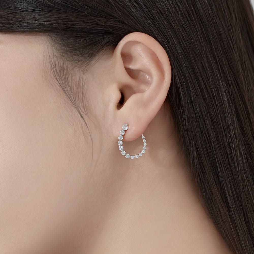 Silver S925 White Round Zirconium Inlaid Full Diamond Arrangement U-shaped Special-interest Design Trendy Earrings view 2
