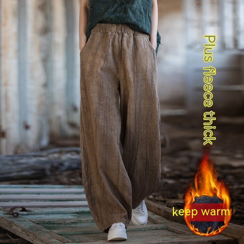 Tie-dyed Old Padded Fleece Trousers Winter Cotton And Linen Women's New view 13