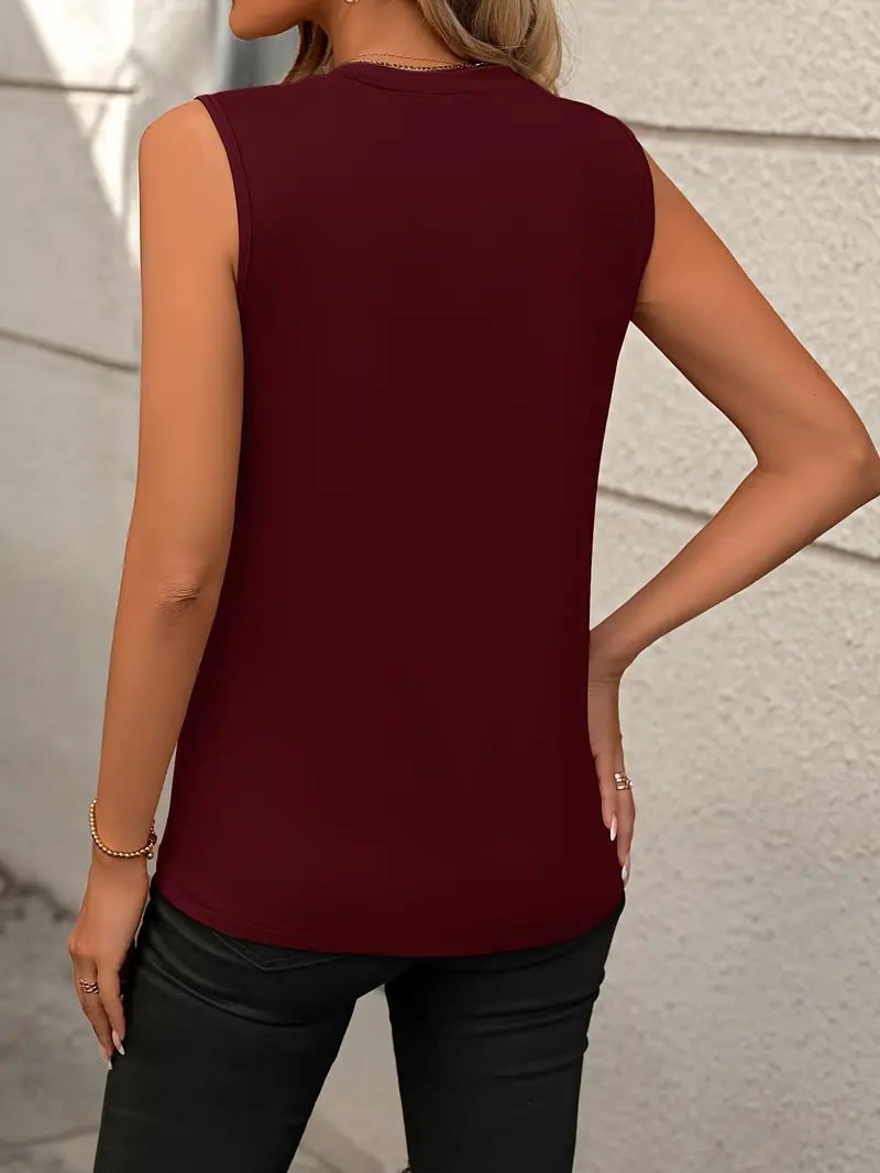 Summer Women's Solid Color Round Neck Sleeveless Loose T-shirt Shirt Vest view 24