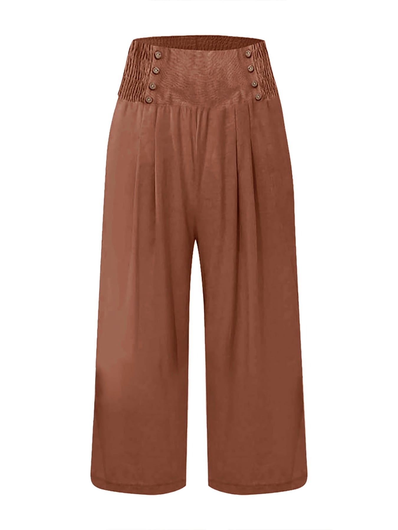 Women's Cotton And Linen Solid Color Buttons Loose Casual Cropped Pants view 16