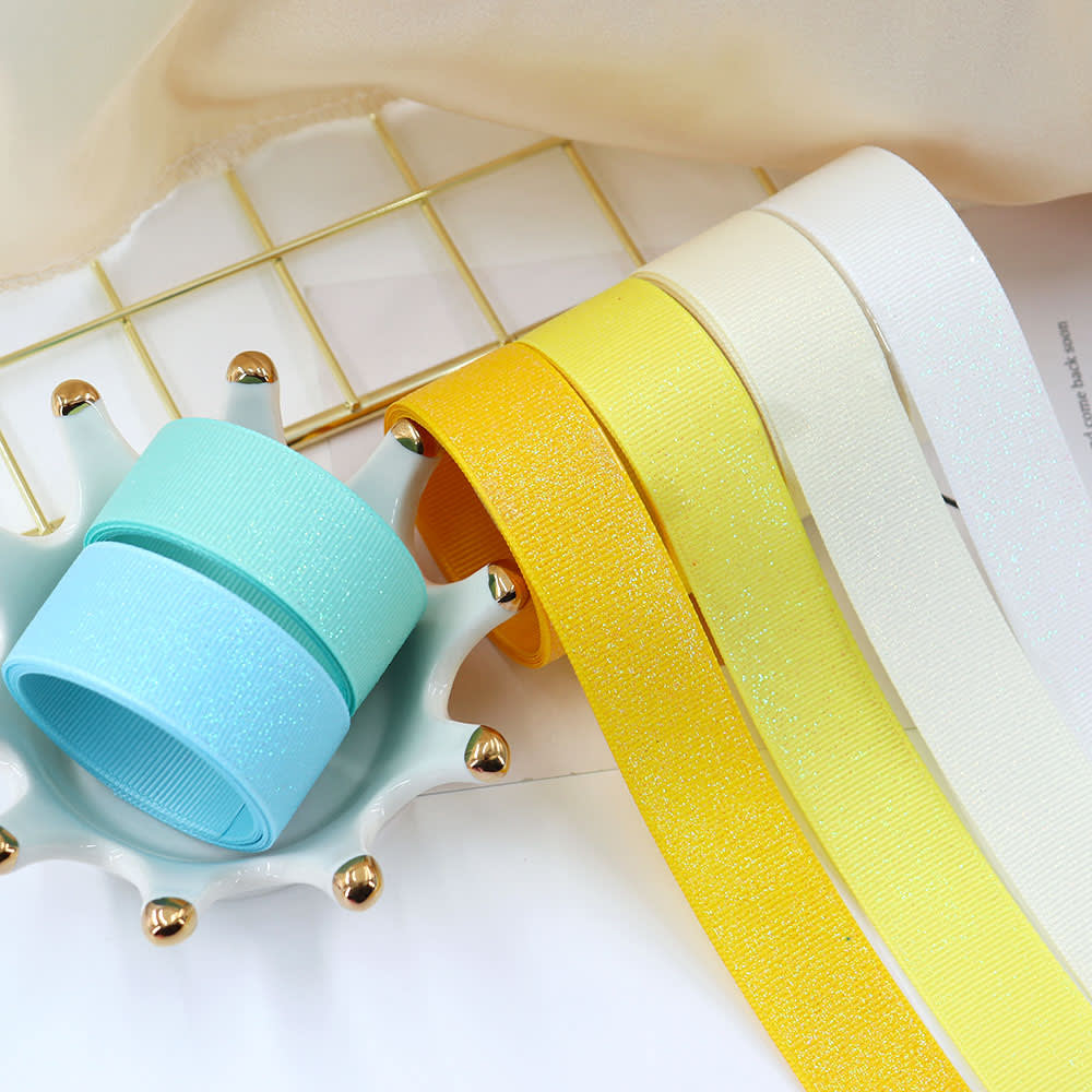 Sprinkle Colorful Glittering Powder Scene Decoration Gift Packaging Ribbed Band Silk Ribbon Webbing view 27