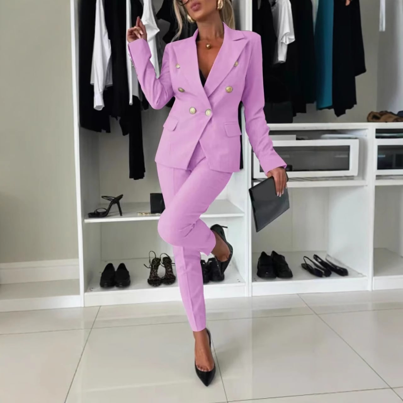 New All-matching Casual Suit Lapel Button-down Jacket And Slim-fit Trousers For Women's Office Business Set Clothing view 20