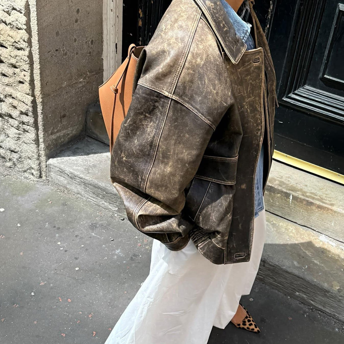 Jacket Coat Retro Washed Brushed Brown Distressed view 3