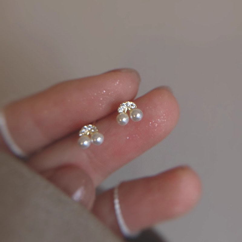 Small And Exquisite Cherry Earrings Women's Imitation Pearl view 5