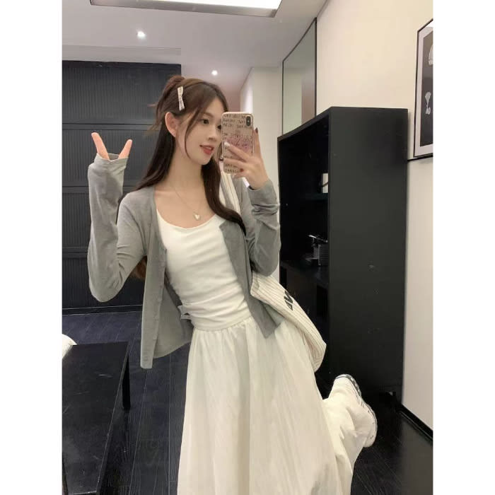 White Skirt Cardigan Three-piece Set Summer view 7