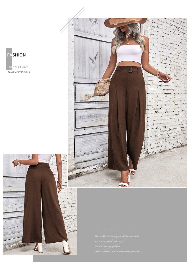 Foreign Trade High Waist Wide Leg Casual Trousers view 27