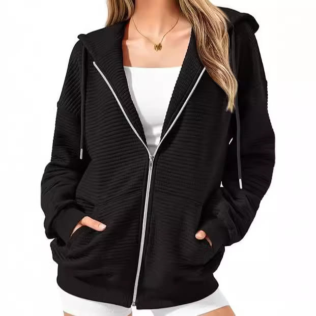 Women's Long-sleeved Sports Fashion Zipper Hooded Sweatshirt Top view 5