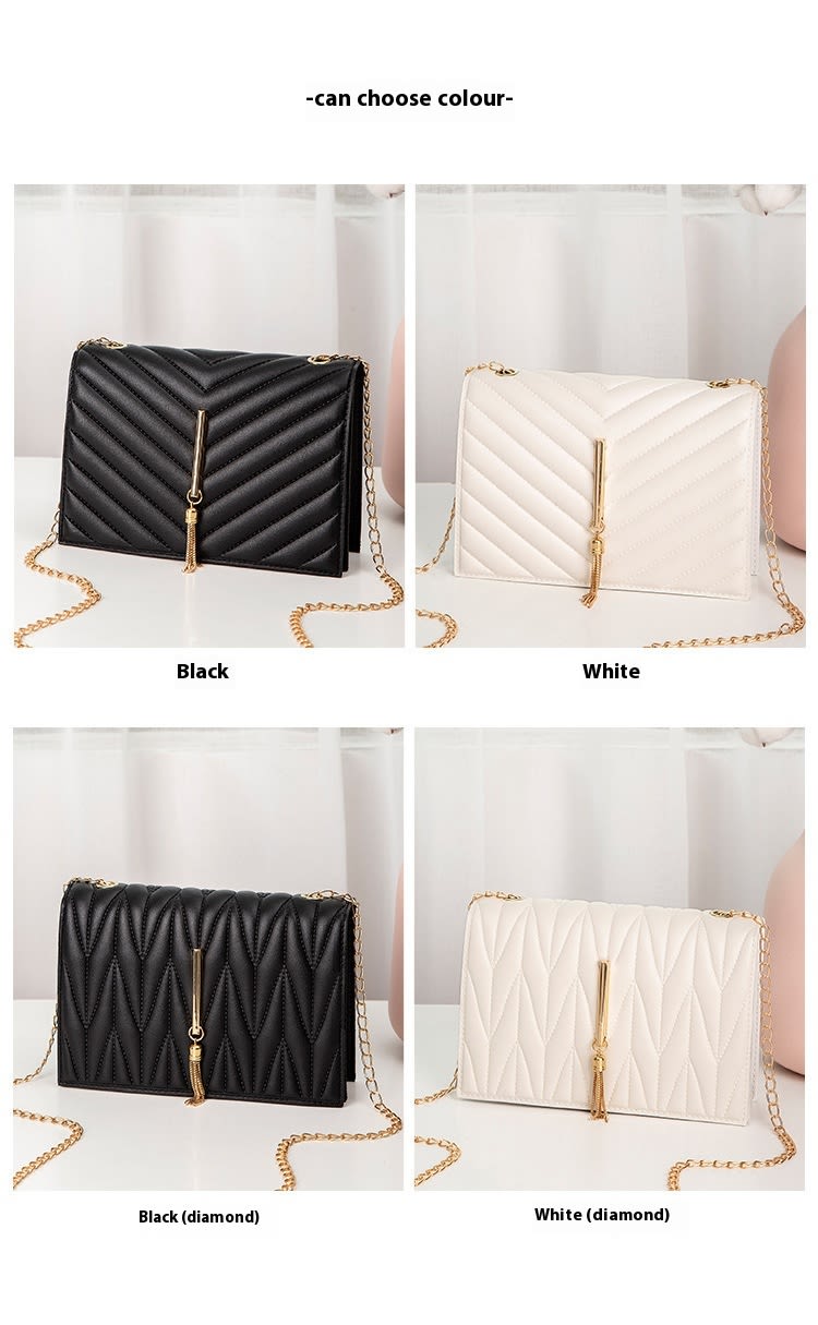 Women's Crossbody Small Square Bag V Pattern Plaid Pillow Bag view 11