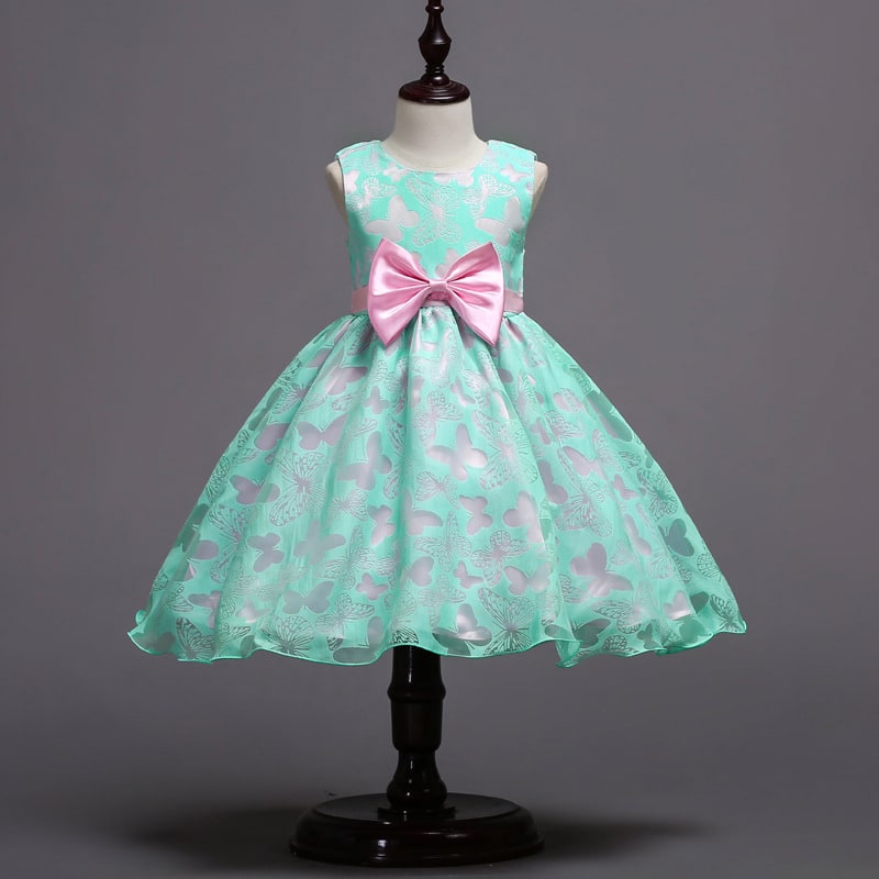 Bow Pleated Mesh Puffy Girls Dress view 3
