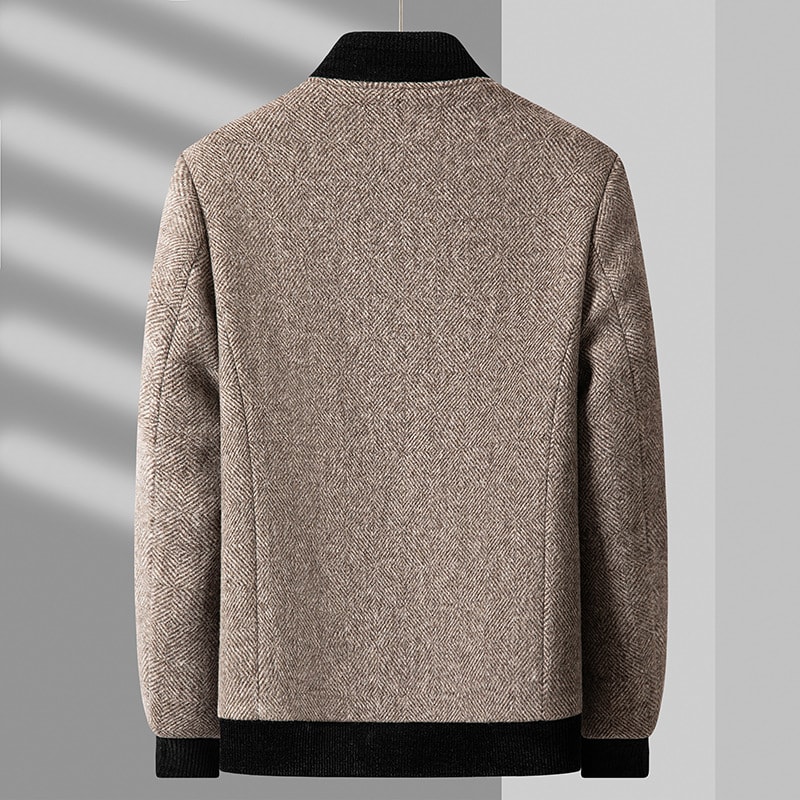 Business Casual Cotton And Thickening Stand Collar Zipper Woolen Jacket view 4