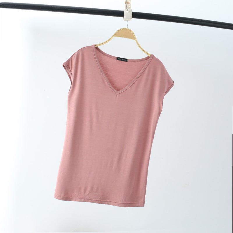 Solid Color And V-neck Sleeveless Loose Women's T-shirt Casual Bottoming Shirt Inner Wear Blouse view 11